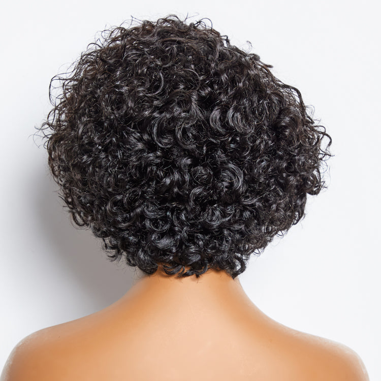 150% Density 13x4 Pre-Bleached Knots Frontal Lace Wig 8 inch Short Curly Pixie Cut