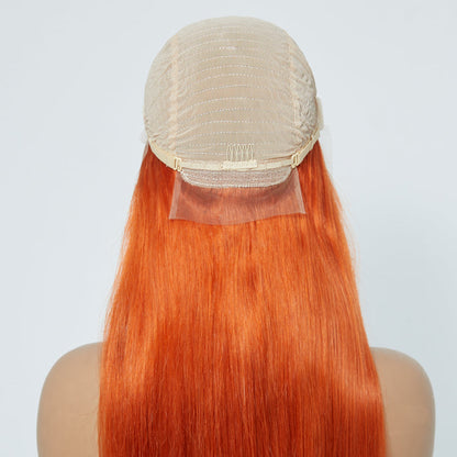 150% Density 13x4 Pre-Plucked Free Part Lace Frontal Wig Straight Ginger
