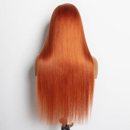 150% Density 13x4 Pre-Plucked Free Part Lace Frontal Wig Straight Ginger