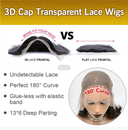 150% Density 13x6 Parting Max Glueless Lace Wigs 3D Cap Pre-bleached Lace Front Wig Body Wave