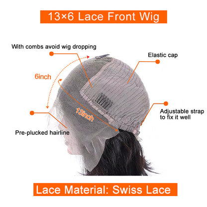 150% Density 13x6 Parting Max Glueless Lace Wigs 3D Cap Pre-bleached Lace Front Wig Body Wave