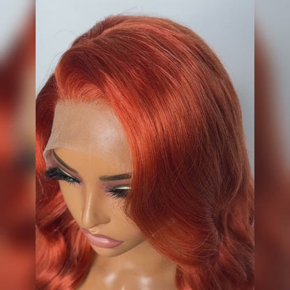 150% Density 13x4 Pre-Plucked Free Part Lace Frontal Wig Body Wave 24 Inches Ginger
