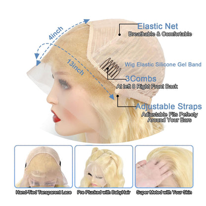#613 Blonde 13"x4" Body Wave Transparent Lace Frontal Wigs 150%