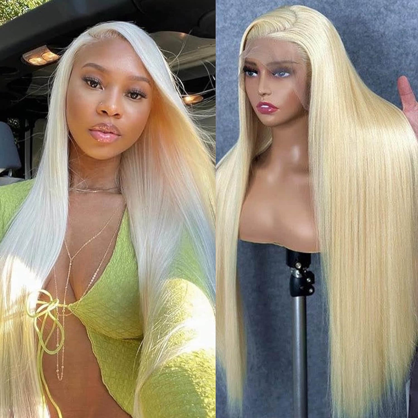 #613 Blonde 13"x4" Straight Transparent Lace Frontal Wigs 150%