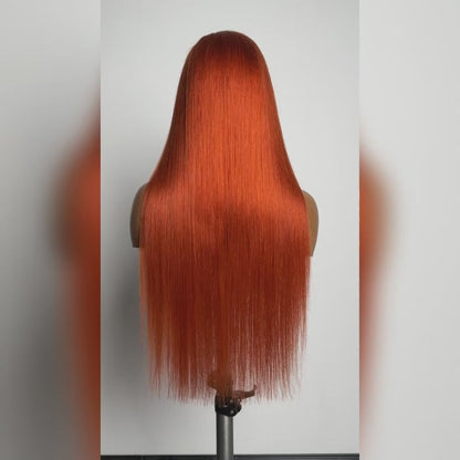 150% Density 13x4 Pre-Plucked Free Part Lace Frontal Wig Straight Ginger