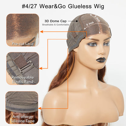 Wear and Go Glueless 150% Density 5x5 Lace Closure Wig #4/27 Body Wave