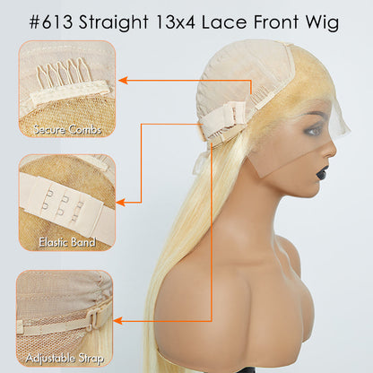 150% Density 13x4 Pre-Plucked Lace Frontal Wig Straight #613
